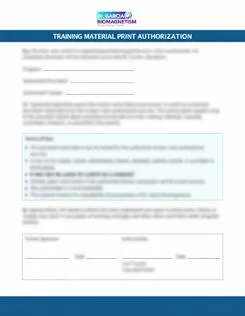 Training material print authorization form preview