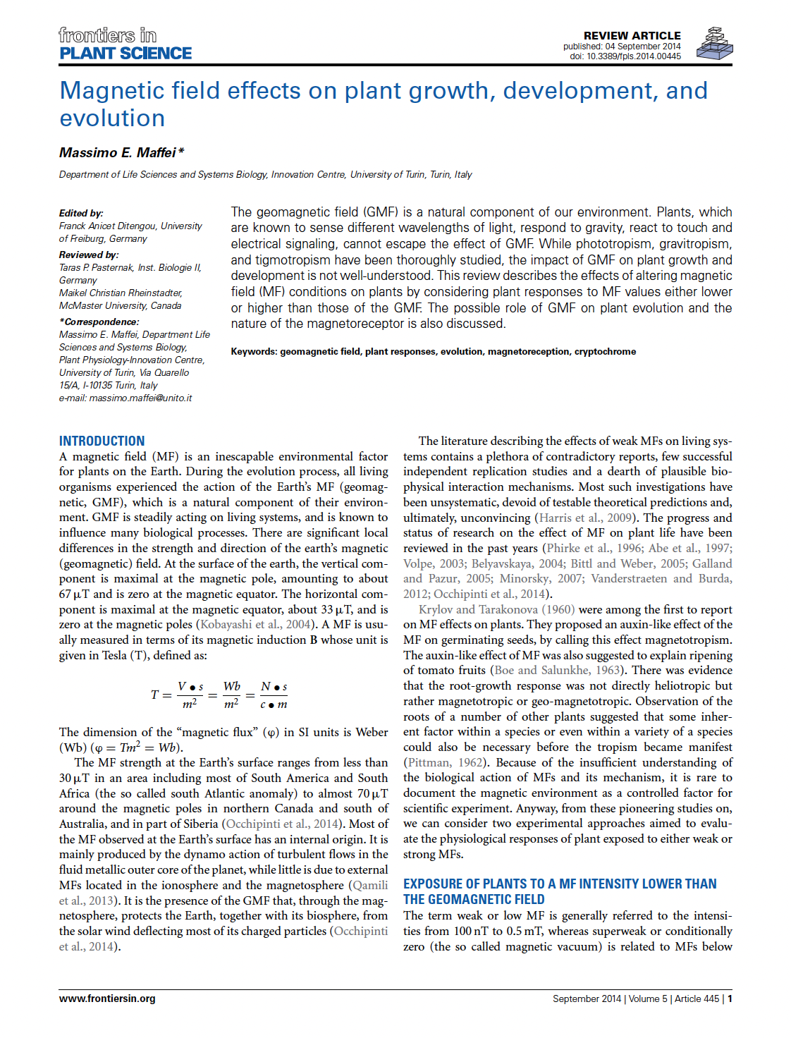 Frontiers in plant science